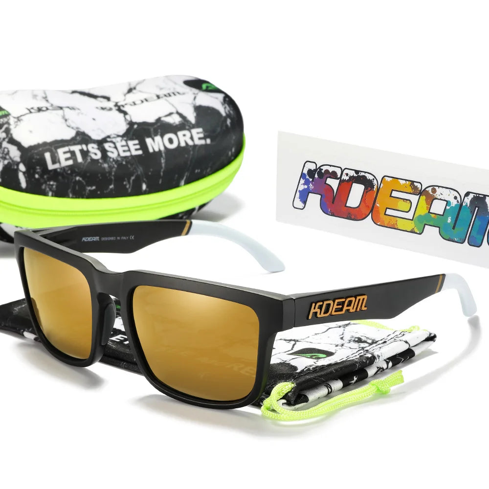 KDEAM Herren Polarisierte Sonnenbrille Quadratisch Casual Outdoor Sonnen Brille Frauen Unisex Sonnenbrille für Paare mit Neuer Verpackung