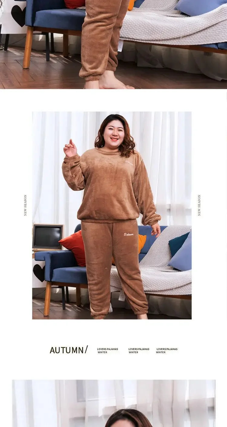 Loribindwood Korallenfleece Pyjama Set - Groesse L Bund