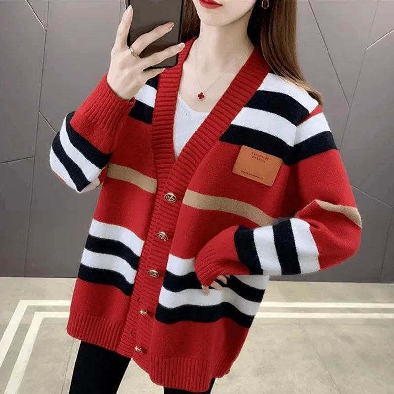 CNJiangxi Strickcardigan - V-Ausschnitt, Lockere Passform