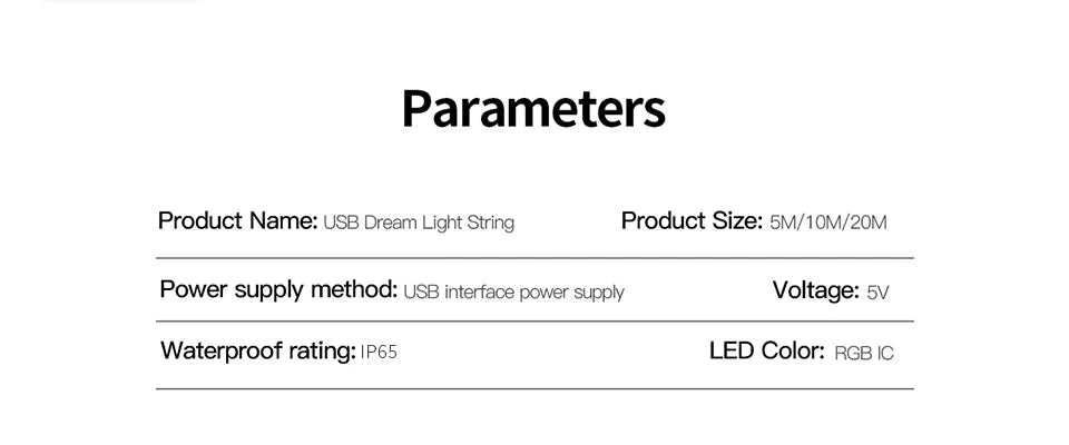 Mannanov LED Curtain Light Dreamcolor - Länge 20m USB 5V Bluetooth