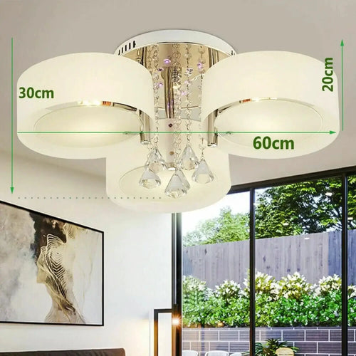 3-Köpfige LED-Kristall-Deckenleuchte, Pendellampe, Moderner Kristall-Kronleuchter mit Fernbedienung, 3 Beleuchtungsmodi, Deckenlampe