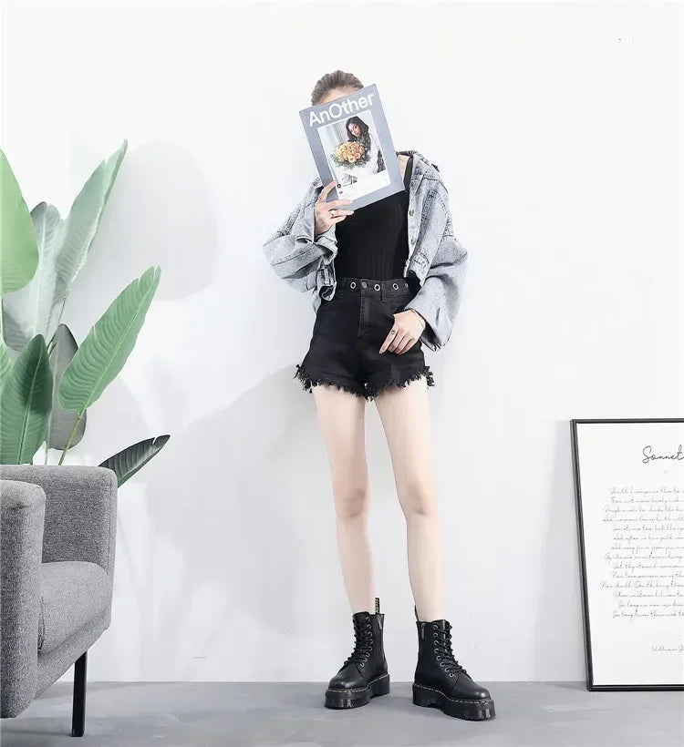 Ghete cu platformă din piele naturală CN Guangdong - Înălțimea tocului 3-5 cm, Platformă 2 cm, Mărimea EU 36-41