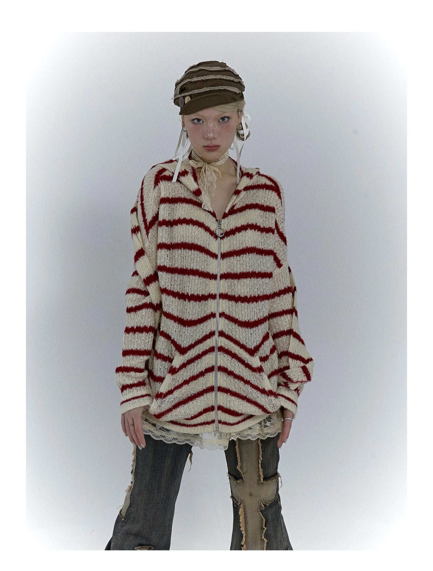 Karrcat Grunge Strickjacke Hollow Out - S/M, Vollarm