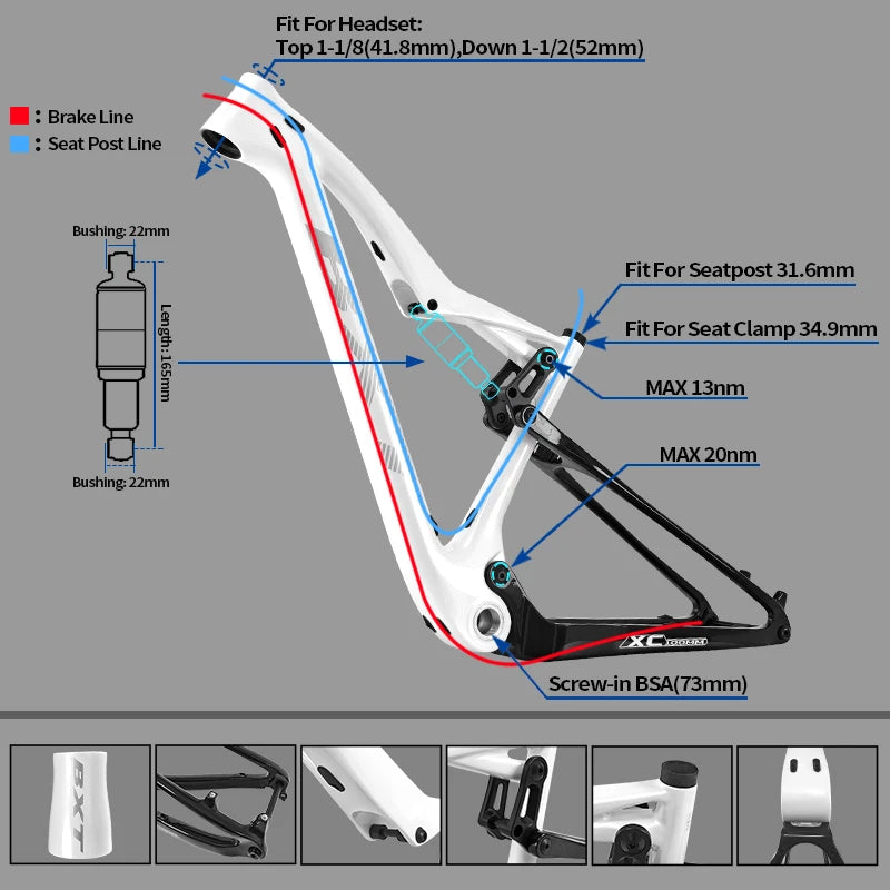 BXT 29er Carbon Federungsrahmen - 100mm Federweg 148x12