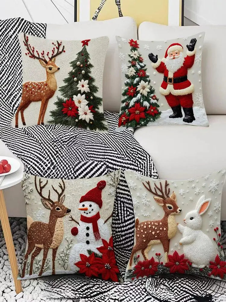 Christmas Pillowcase Red Snowman Pillowslip Home Textile Xmas Pillow Cases Elk Rabbit Decorative Throw Pillow Cover Home Decor