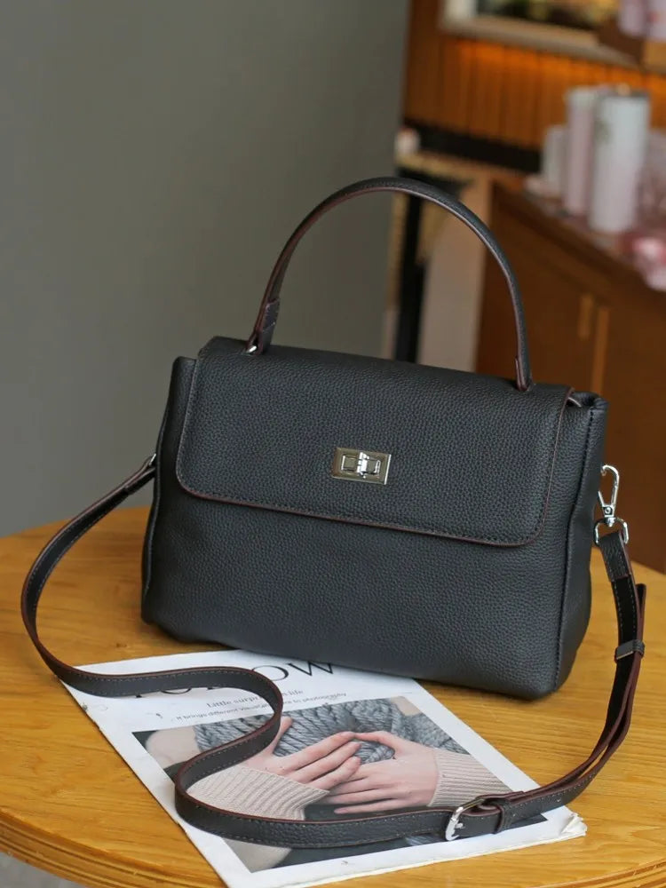 Designer ladies leather bag retro shoulder & crossbody office purse