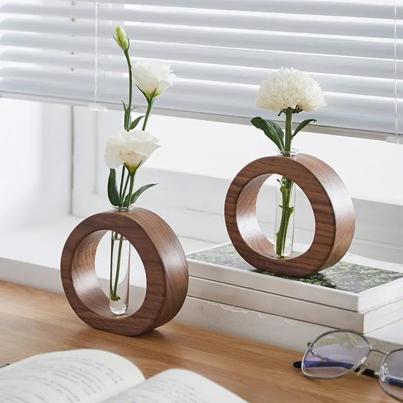 Wooden Hydroponic Flower Pot Home Vase Decor Transparent Imitation Glass Soilless Plant Pots Green Plant Pot For Home Decoration