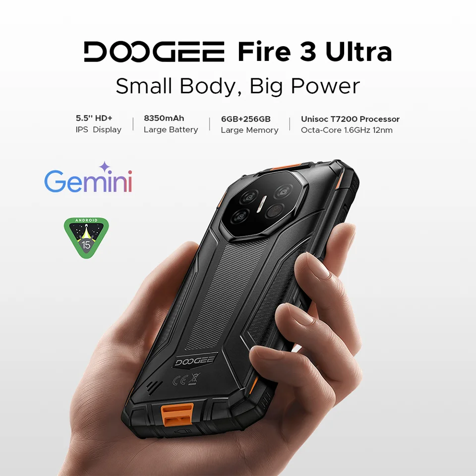 DOOGEE Fire 3 Ultra Robustes Telefon - Kapazität 8350mAh 18W 5,5 Zoll
