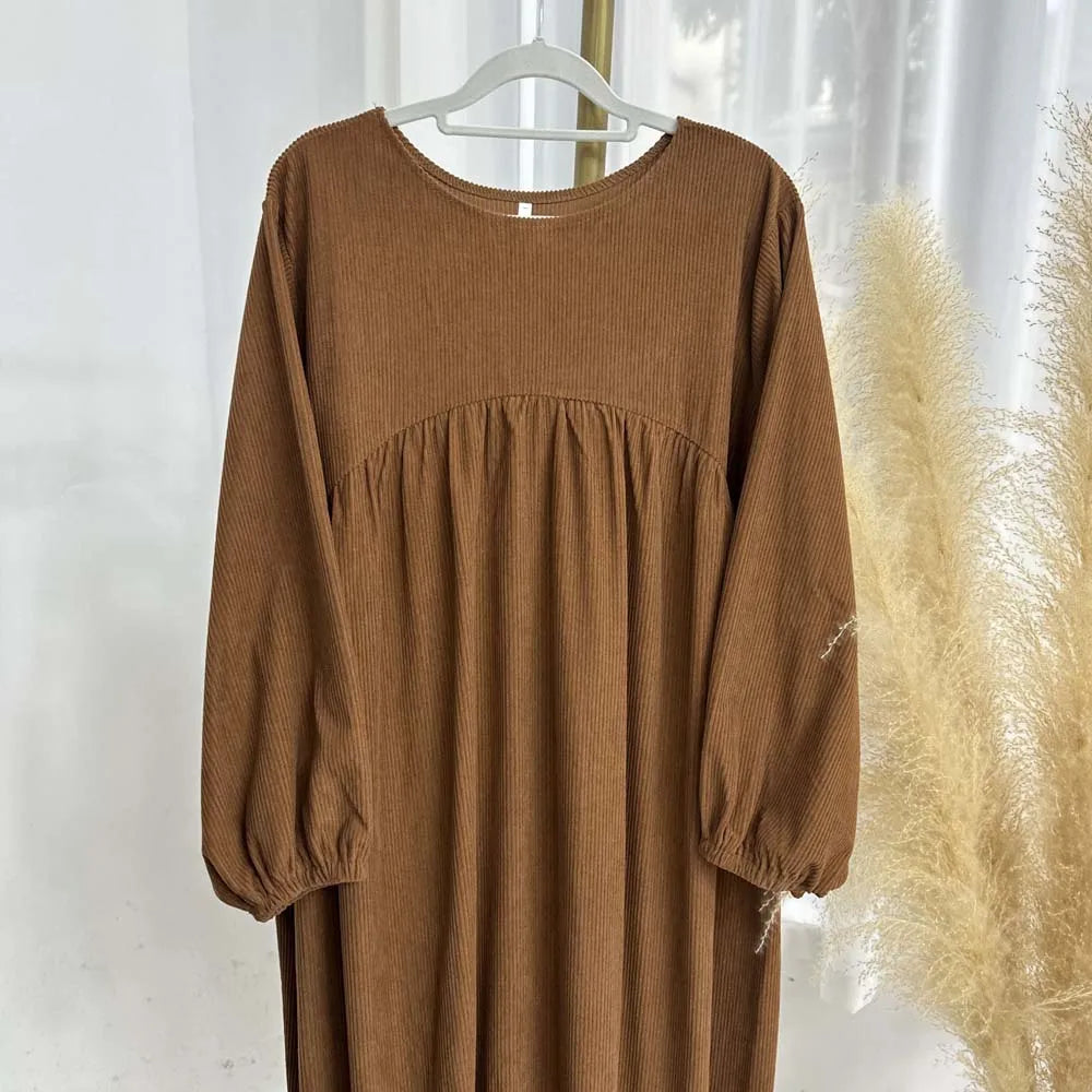 CN Zhejiang Corduroy Balloon Sleeve Abaya - Größe M Winter