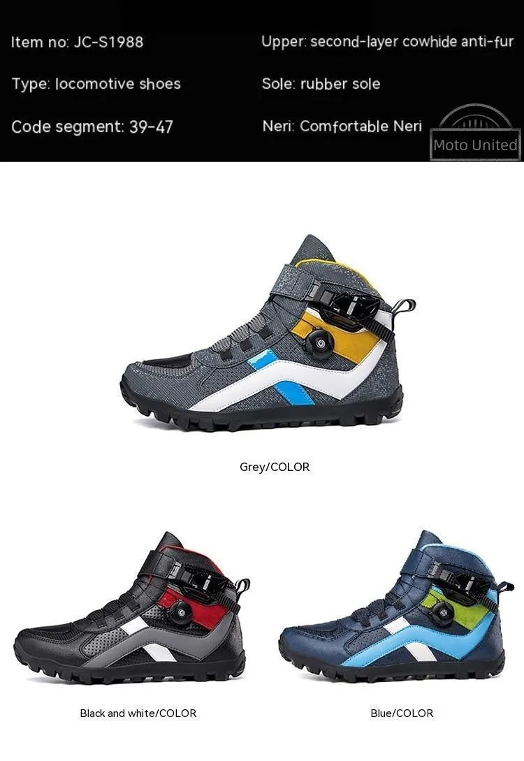 Ghete de motocicletă CN Guangdong cu talpă antiderapantă - Mărimea 39-45 Ghete din piele de vacă