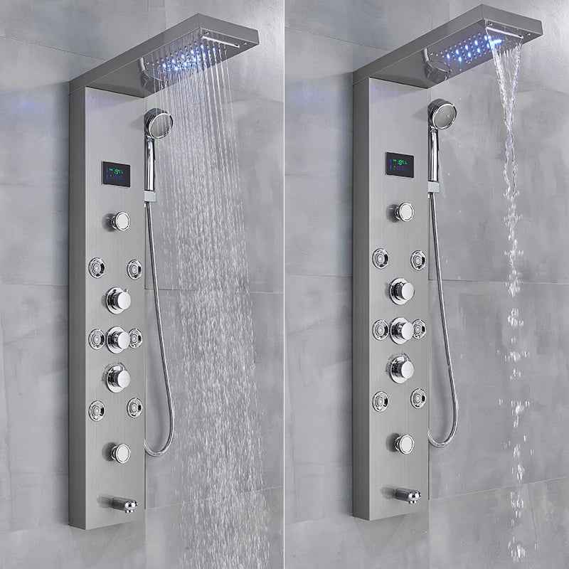 LED Duschsystem mit Temperaturanzeige - Regendusche Set mit Massage & SPA Funktion