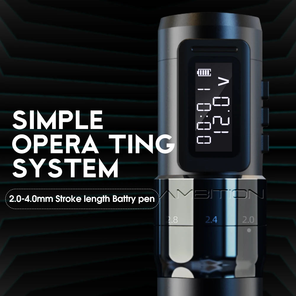 Aparat de tatuat 2025 - Ambition MARS-U Wireless Profesional Cursă reglabilă 2-4mm - Motor fără miez 1800mAh 