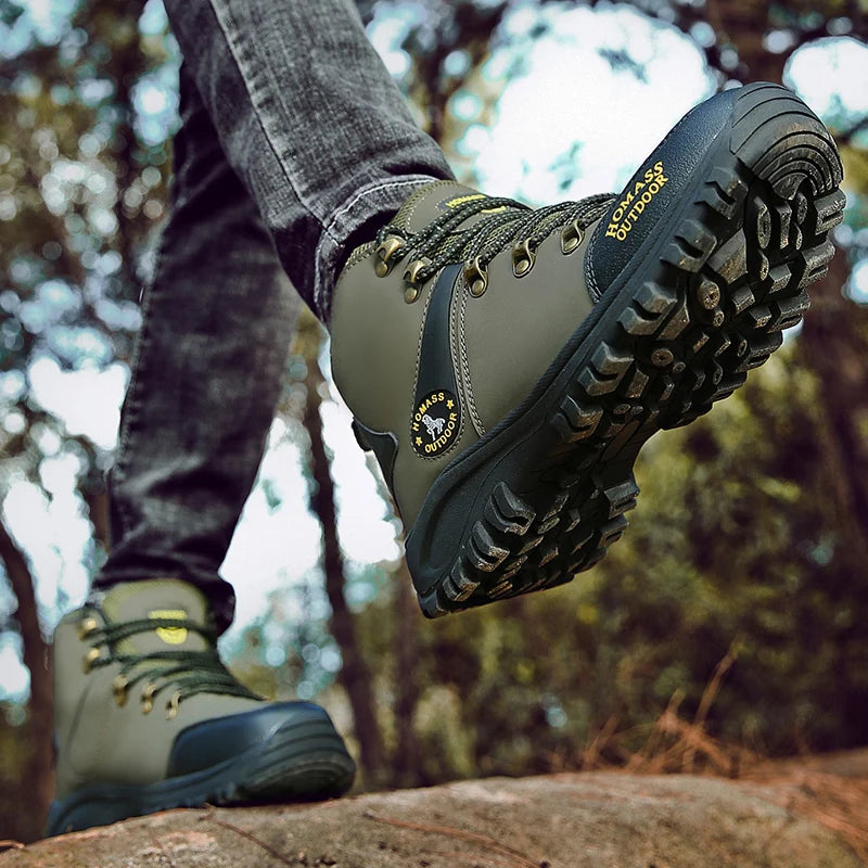 Shoes for Men 2024 New Men Sneakers Leather Waterproof Mountaineering Camping Hiking Shoes Thick Sole Comfortable Running Shoes
