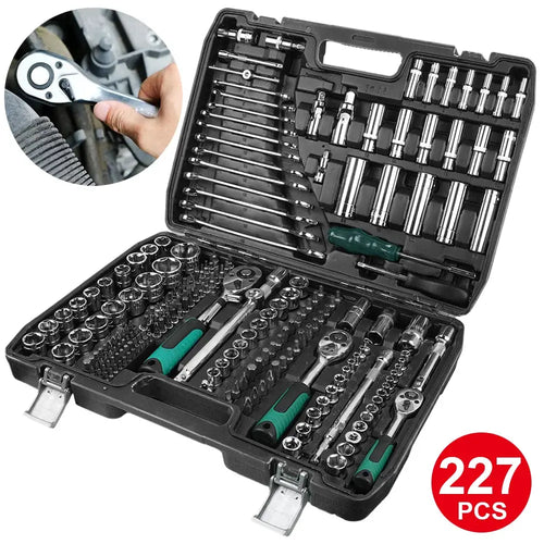 22-teiliges Ratschenschlüssel-Set, Autoreparatur-Werkzeugset, 72-Zahn-Ratschenschlüssel, professioneller Werkzeugkoffer aus Chrom-Vanadium-Stahl