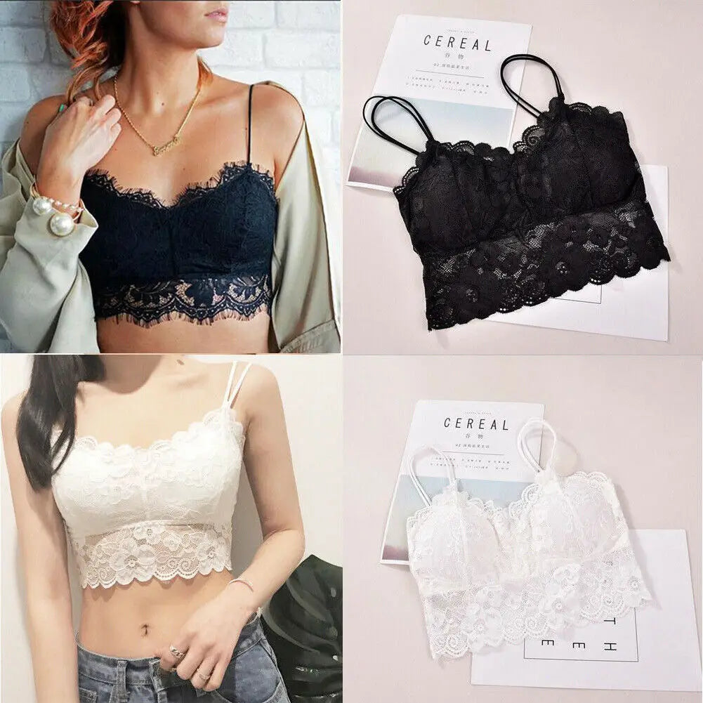 MOONBIFFY Spitzen Top Gepolstert - Push Up Polyester S XL