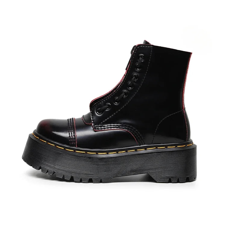 Ghete cu platformă din piele naturală CN Guangdong - Înălțimea tocului 3-5 cm, Platformă 2 cm, Mărimea EU 36-41