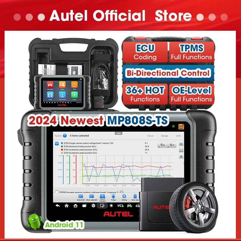 Autel MaxiPRO MP808S-TS 2025 - Professional Car Diagnostic Scanner - Online ECU Coding TPMS Automotive Tool