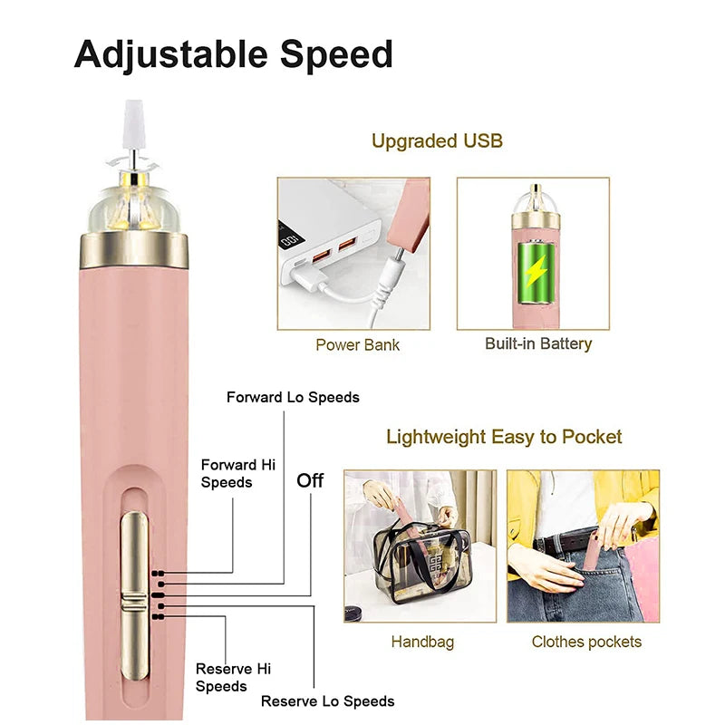 Choice 5in1 Elektrische Nagelfräse Mit Licht - 20000RPM 5W