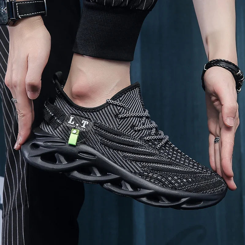 Herren-Sport-Sneaker 2025: YRZL Männer Sport Laufen Schwarz Jogging Schuhe Lässige Sneaker Outdoor Atmungsaktiv Mesh Frauen Leicht Stoßdämpfung Schwarz Tennis Kollektion