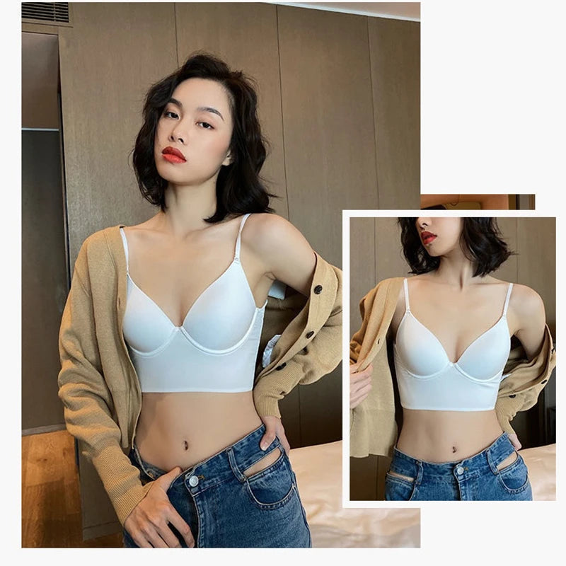 Backless Bra Invisible Bralette Lace Wedding Bras Low Back Underwear Push Up Brassiere Women Seamless Lingerie Sexy Corset Bra
