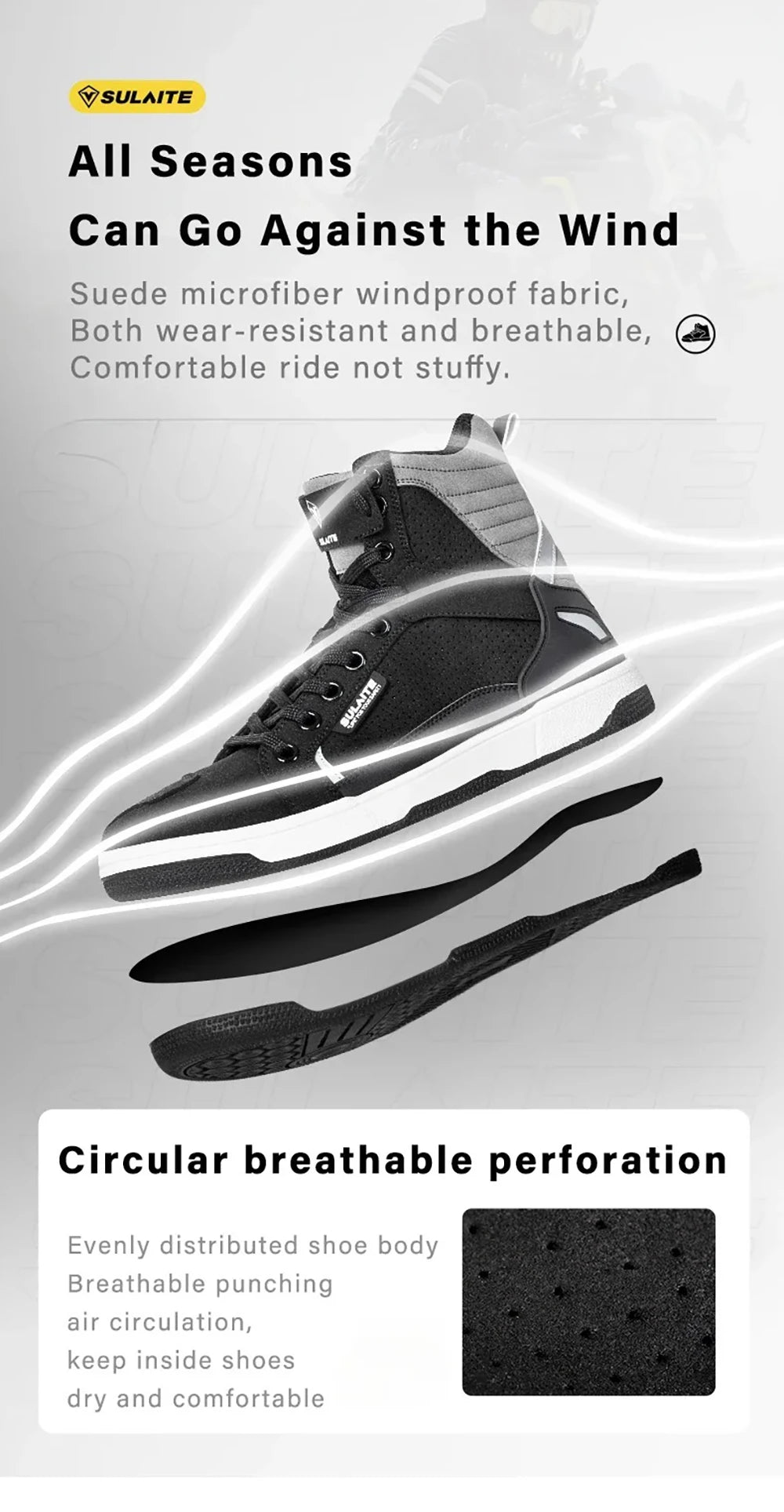 Ghete de motocicletă CN Zhejiang din piele respirabilă - mărimea 41 impermeabile