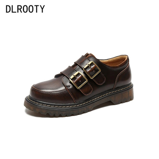 Frauen Flache Casual Loafers Schuhe 2025 - Damen Flach Fashion Vintage Britisch Leder - Oxford Loafers Fashion Designer Leder Slip On Schuhe