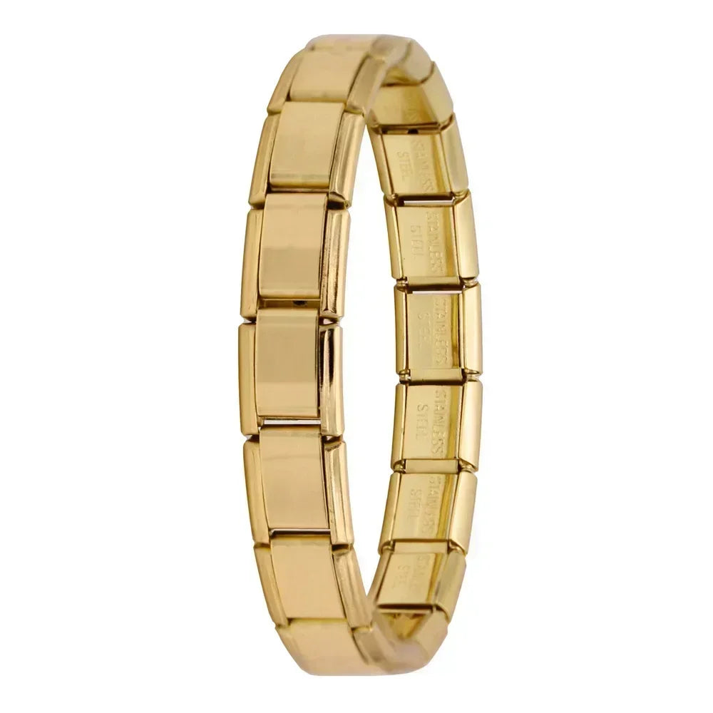 Hapiship Neue Damen Schmuck 9mm Breite Italienisch Elastisch Anhänger Armband Mode Edelstahl Armreif ST-