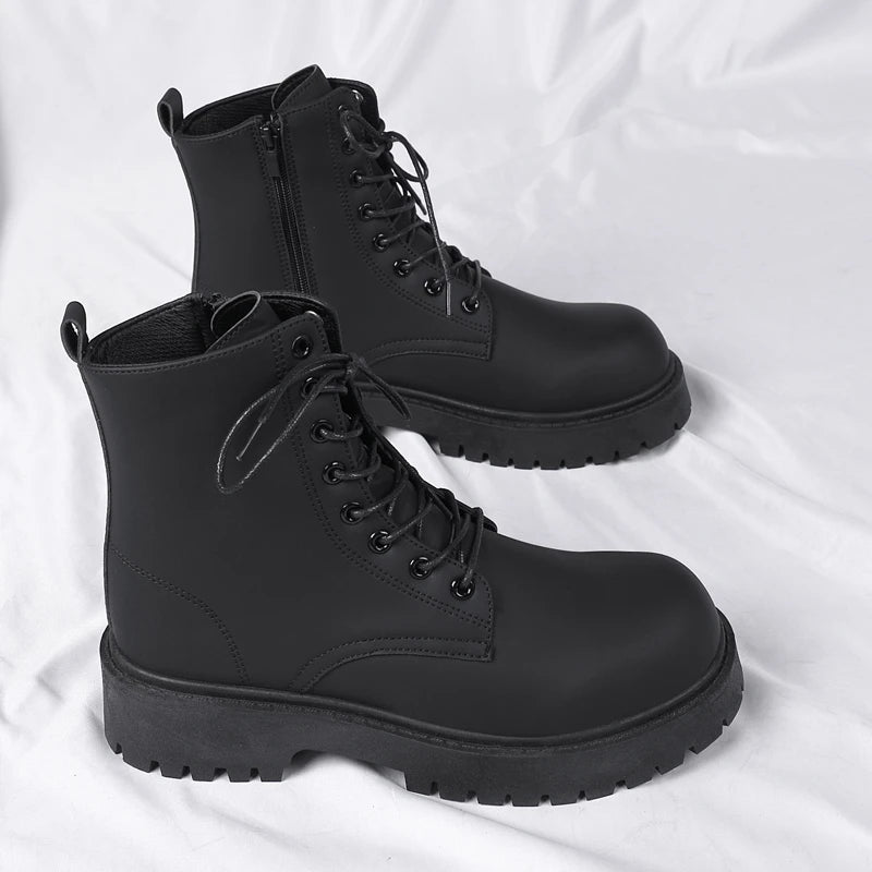 Cizme de lucru FujianChoice de toamnă, stil britanic - mărimea 42, cu talpă de cauciuc și șireturi, pentru orice vreme