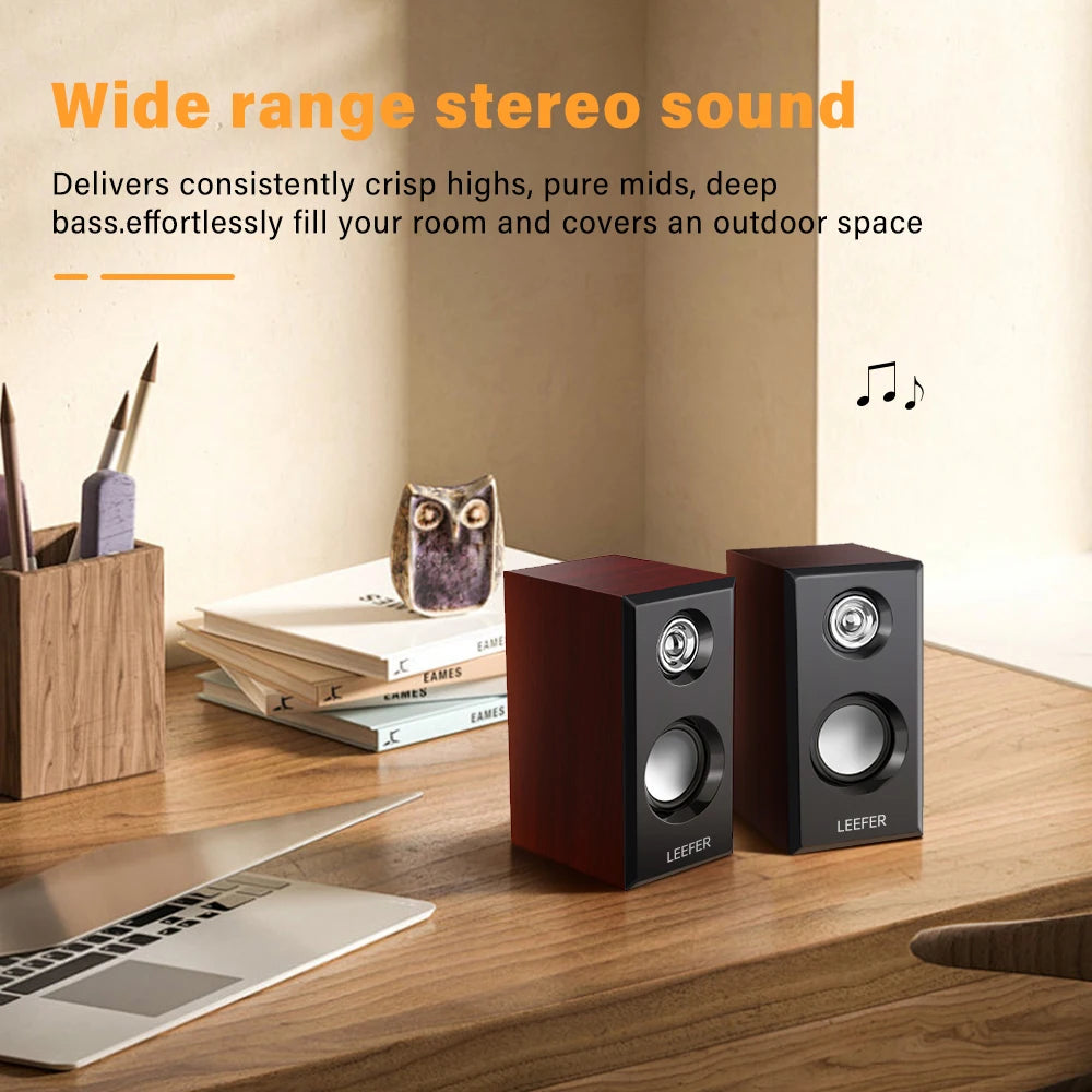 Computer-Lautsprecher 2025: Computer Desktop Wired Wooden Speakers - USB-powered 3.5mm Audio Jack Surround Sound 4D Speakers Smartphone Computer Speakers Collection