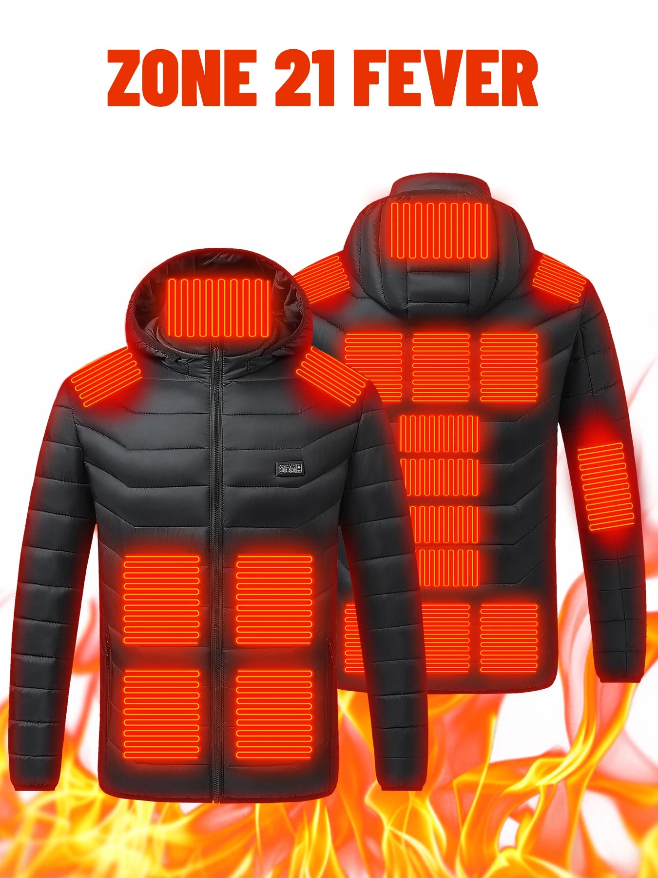 TODWARM M09 Beheizte Jacke Mit 21 Heizzonen - Kapazität Akku Hoch, Heizleistung USB, Größe M