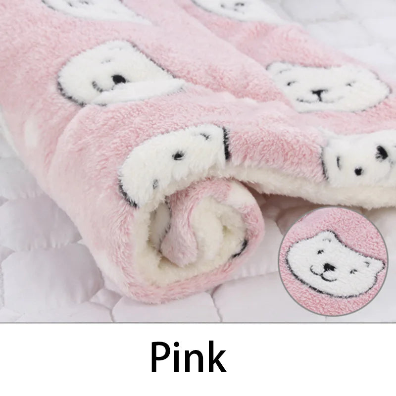 Haustier Schlafmatte 2025 - Hunde Bett Katzen Bett Weiche Haare - Verdickte Decke Pad Fleece Home Waschbar Warm Bär Muster Pet Supplies