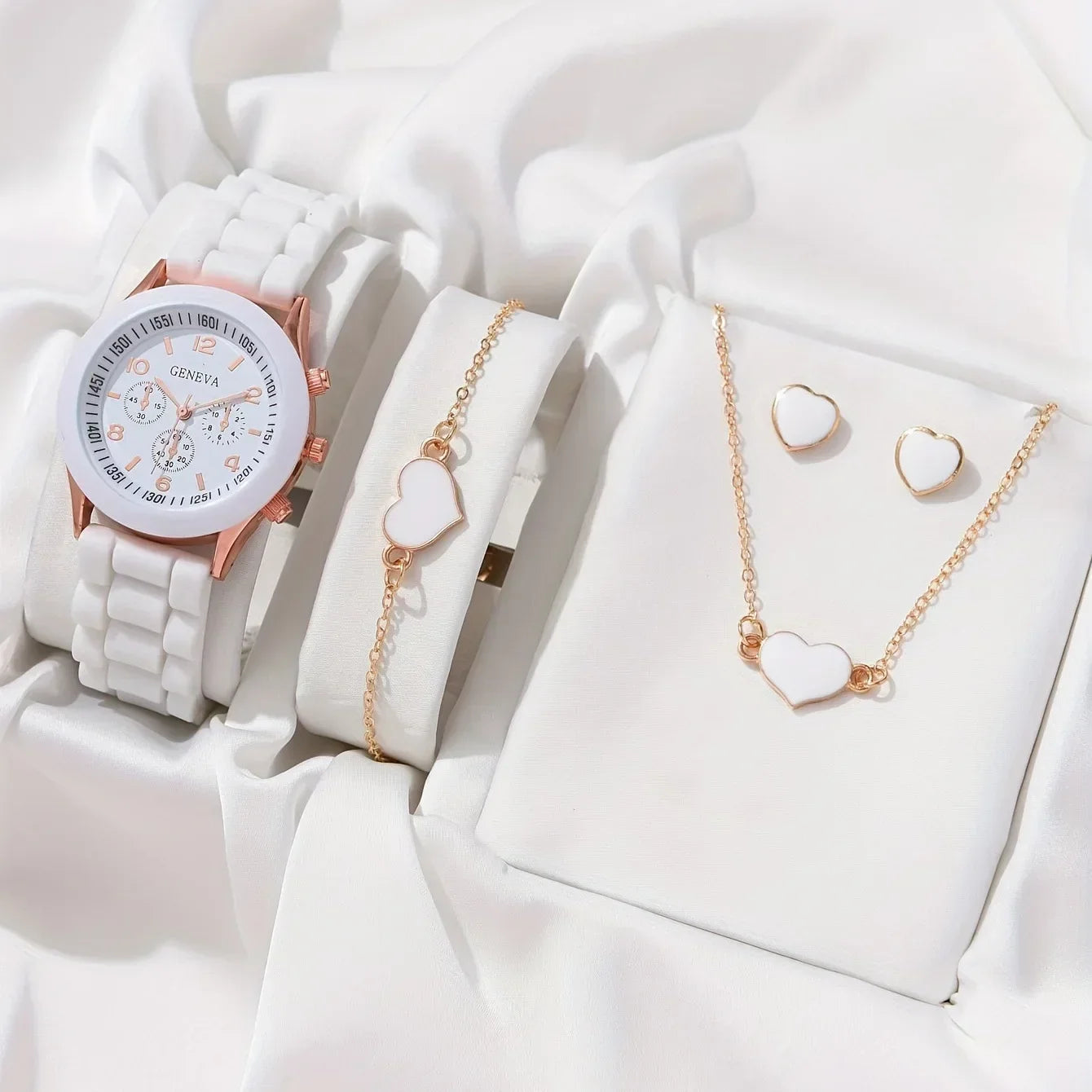 Luxus Set Elegantes Schmuckset - Uhr Ring Kette Ohrringe