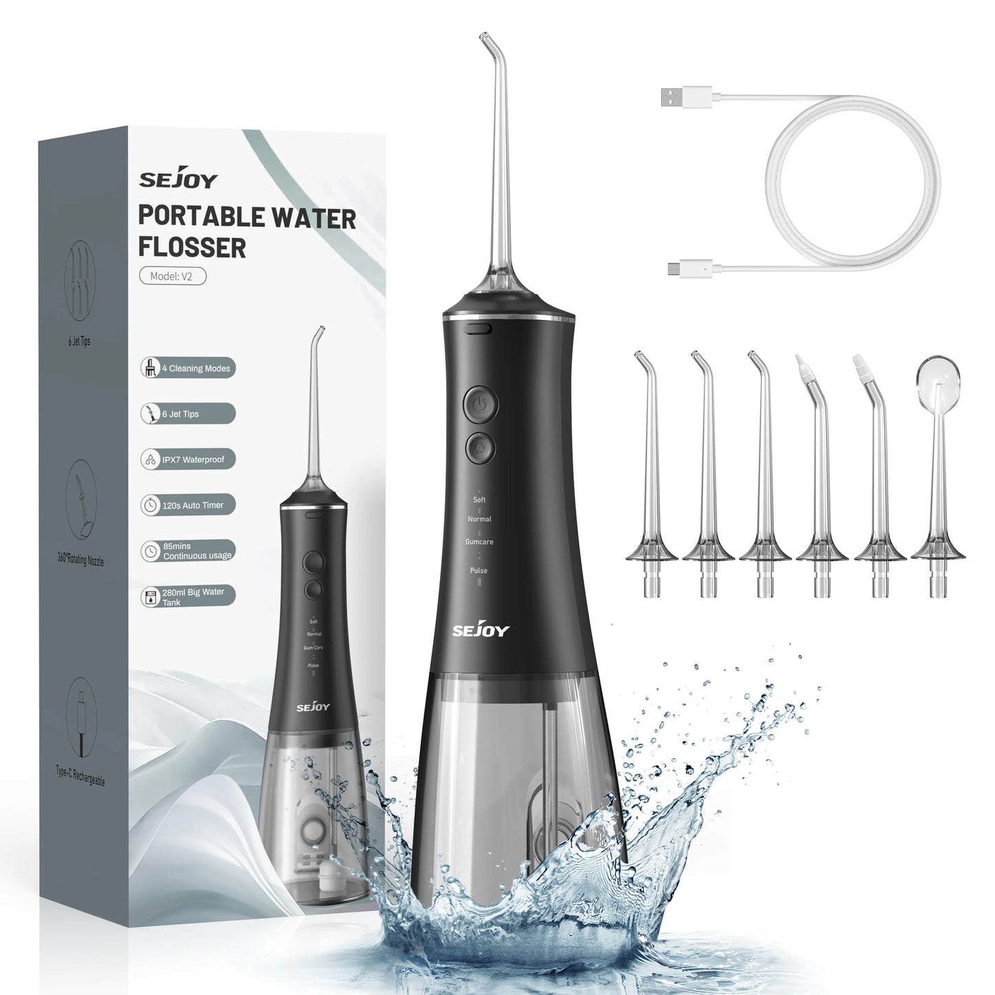 Munddusche 2025: Sejoy Dental Munddusche Wasserflosser - Zahnreiniger mit 4 Düsen und 4 Modi für professionelle Zahnpflege