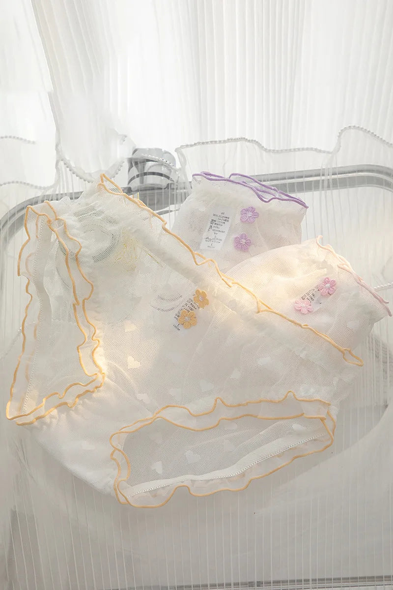 L-XL Women's Underwear Panty elegant Lace Panties Girls' Flower Comfort Briefs Middle Waist Seamless Underpants Female Lingerie