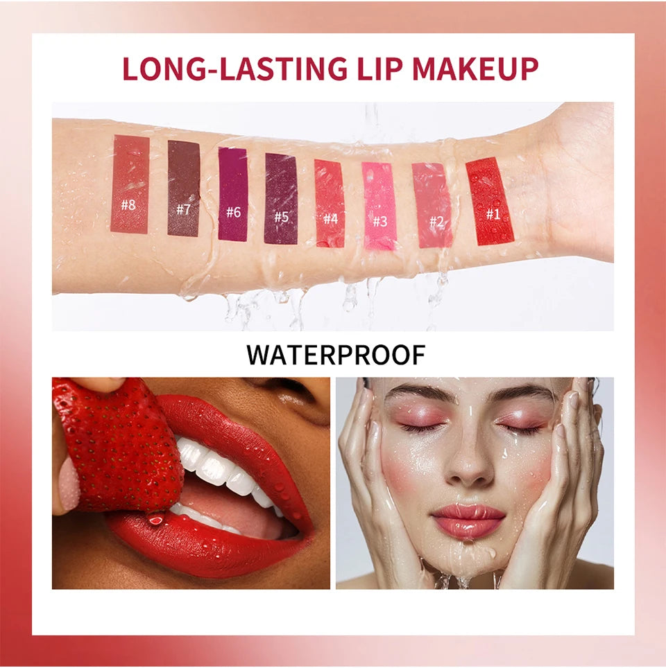 Lipgloss Cream Texture Lipstick Semi-Matte Long Lasting Do Not Fade 8 Colors Experience Richly-Pigmented Shades Peach Makeup