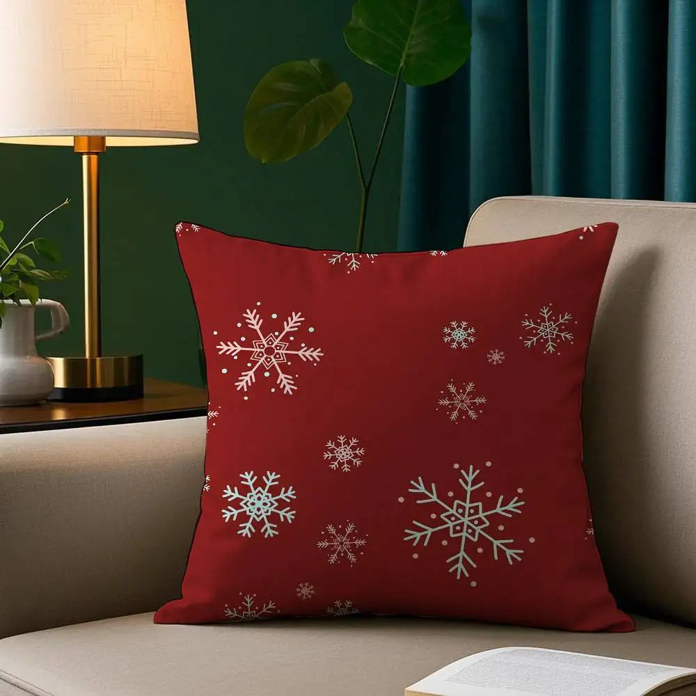 Christmas red bell Pillow Case Short plush Double-sided Print Square Throw Pillow Covers Sofa Home Cushion Decor