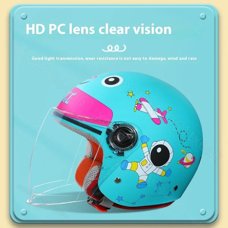 Children Cartoon Cute 4 season Motorcycle helmets Open face electric car bike child helmet for kids boy girl unicorn casco moto