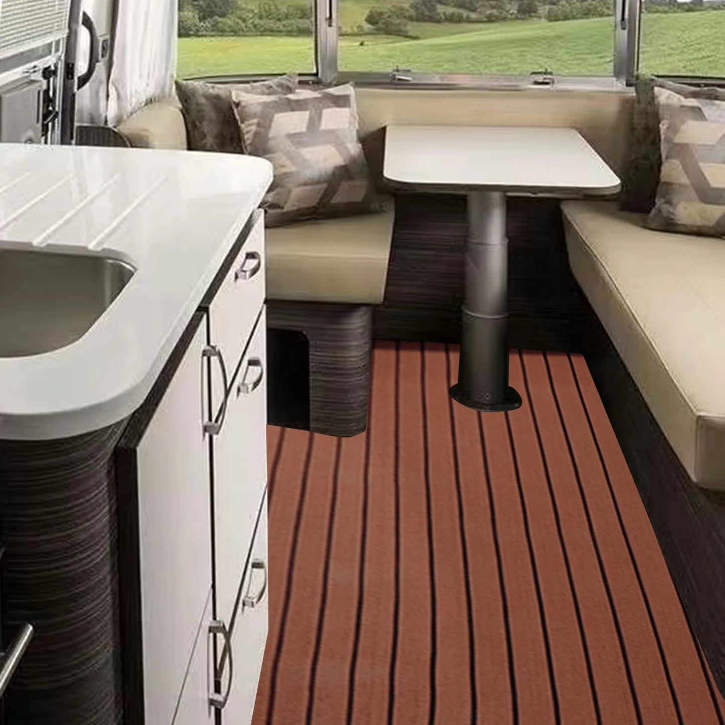 90*240cm EVA RV Floor Mat Marine Boat Yacht Flooring Anti-Slip Mat Decking Sheet Pad Self Adhesive Vehicle Pad for Boat RVs