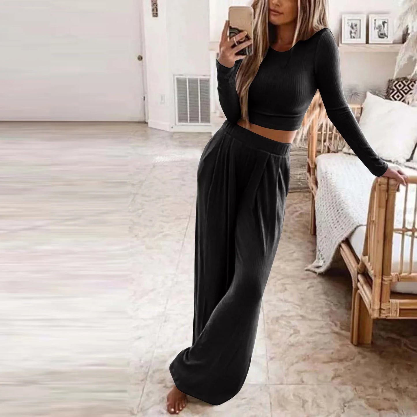 Autumn Winter Sleepwear Pajamas for Women Long Sleeve Top + Long Pants Casual Tracksuit Pijama Women's Home Clothes Pajama Sets