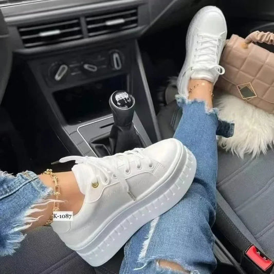 Sneaker 2025: QRLQHY Sneakers Women's 2024 New Fall Outdoor Fashion - Tennis Lace Up Canvas Casual Walking Breathable Vulcanized Shoes Plus Size 43 Collection