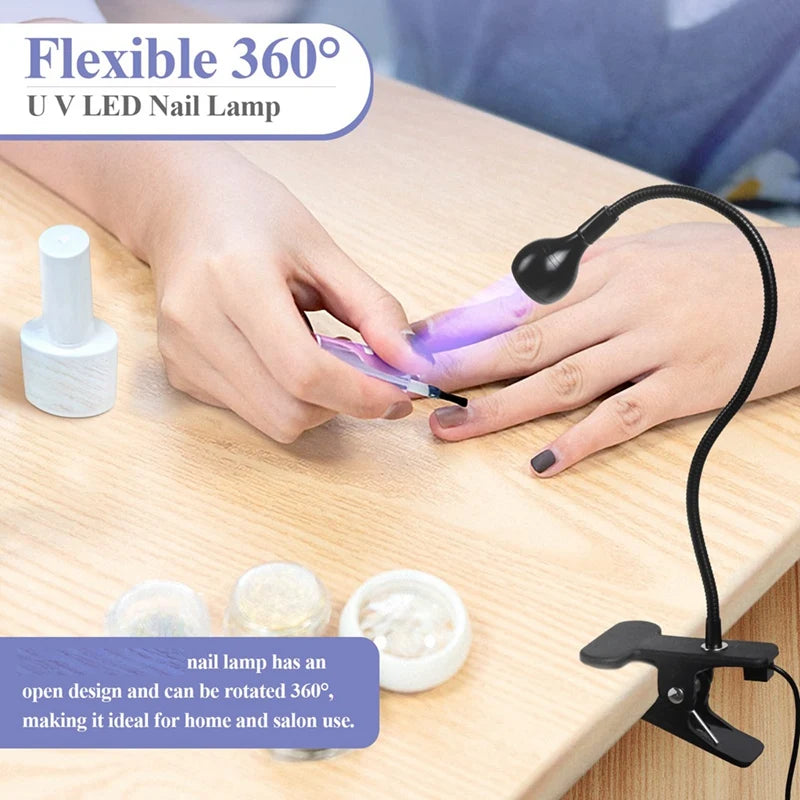 UV LED Nail Lamp - Mini LED Nail Lamp Gel X Lamp For Nails With Securing Clip Rotatable LED Light Easy Install Easy To Use
