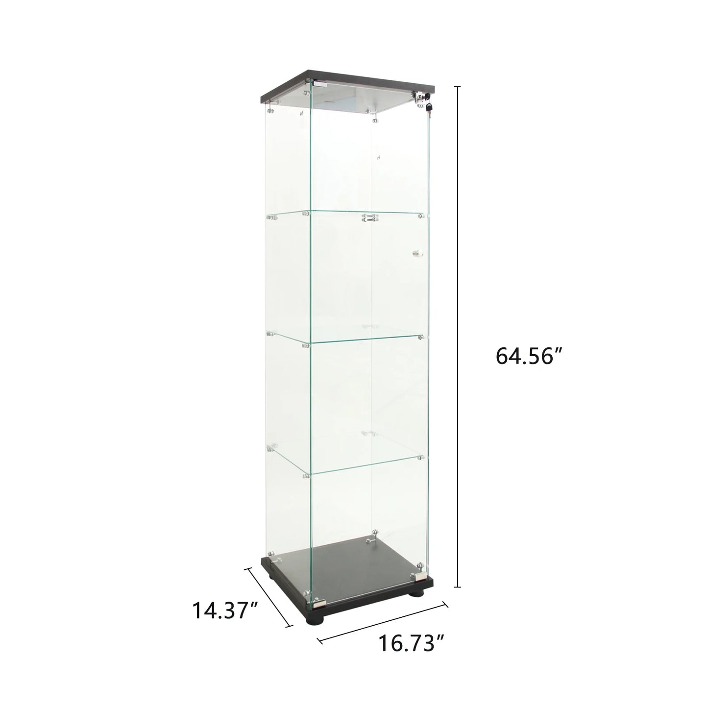 Rosahqnda Glasvitrine LED Beleuchtung 4 Regale 2 Türen 80x36x164 cm