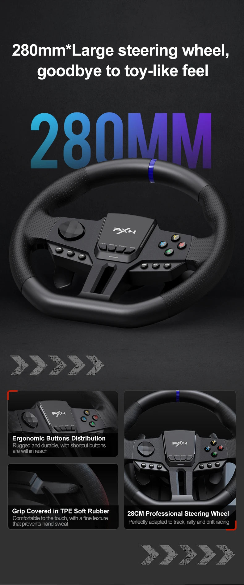 Gaming-Lenkrad 2025: PXN V900 GEN2 Driving Simulator 270°/900° Rotation - Racing Wheel mit Pedal Set für PC Switch PS4 Xbox Collection