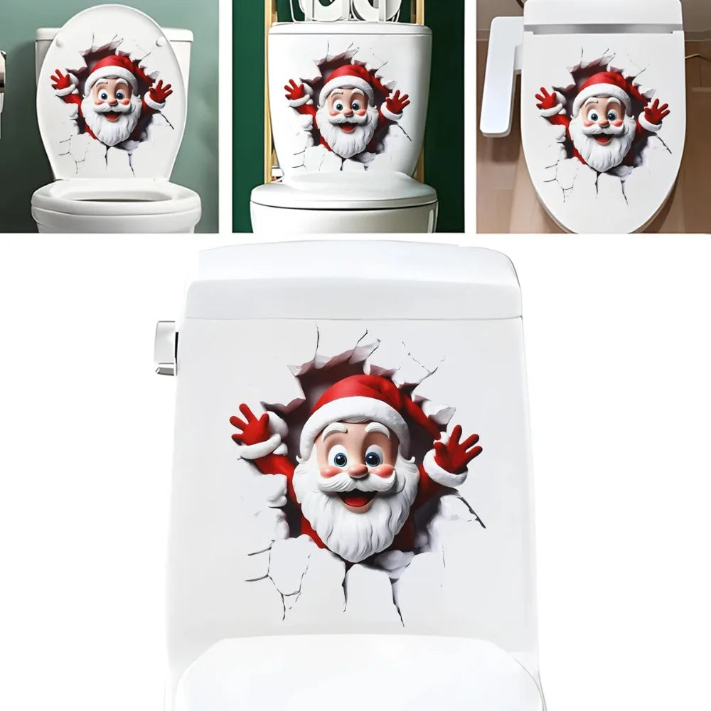 Christmas Toilet Sticker Merry Christmas Decoration Santa Claus Bathroom Sticker Home Toilet Decoration 2026 New Year Gift Fun
