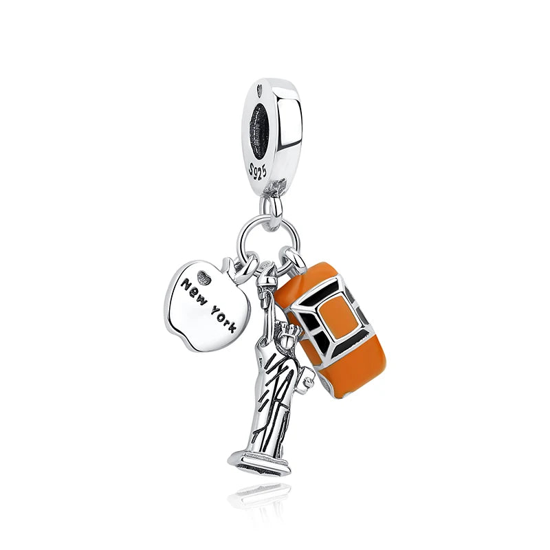 Originale 925 Sterling Silber Charms Liebe Reise London Bus Koffer Paris Perlen passen für Pan Armbänder Halsketten Frauen DIY Schmuck