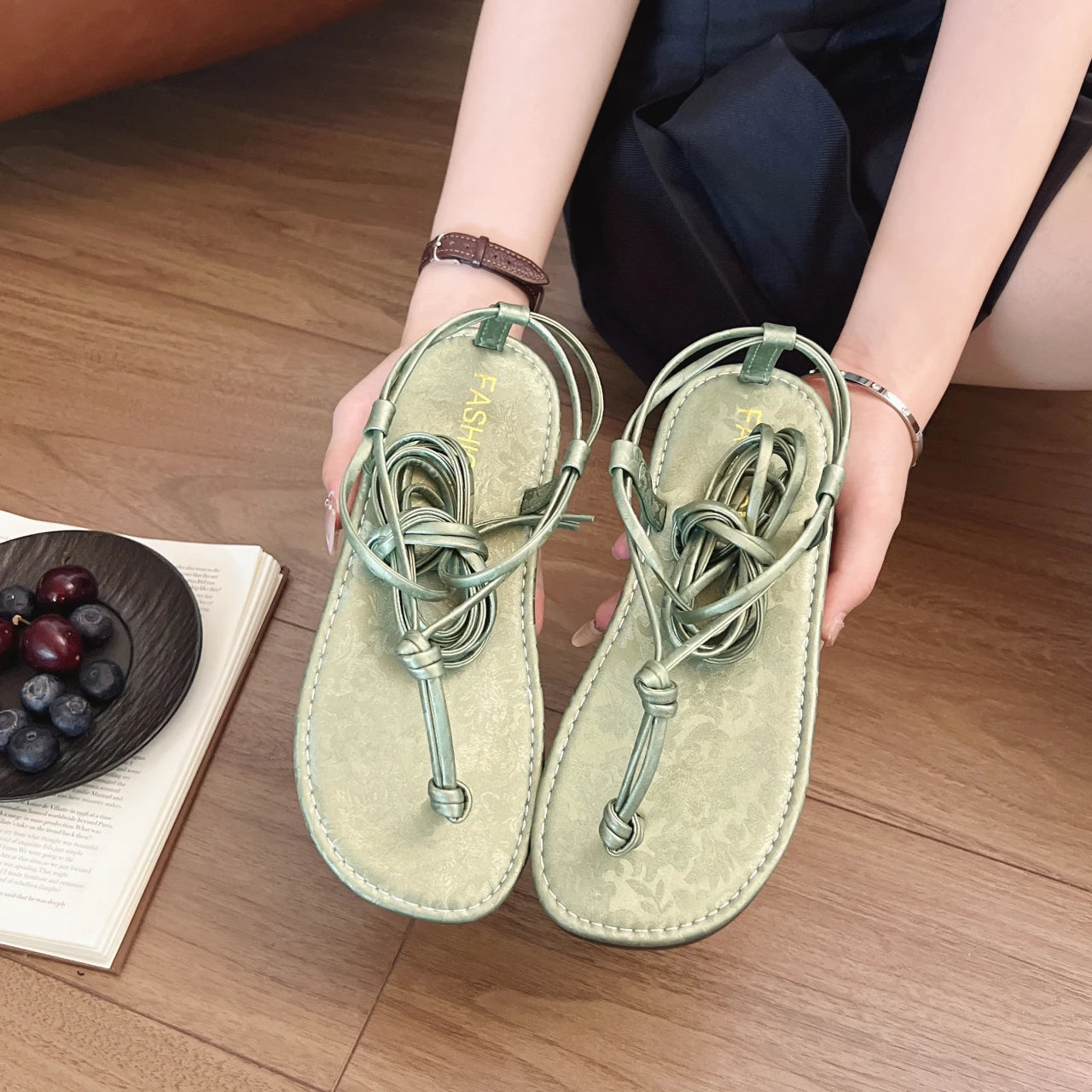 Sandalen 2025: FMZXG Flat Sandals Women's 2025 Summer Open-toe Leg Lace-up - Sandals Non-slip Casual Fashion Lace-up Roman Women's Shoes Large Size Collection
