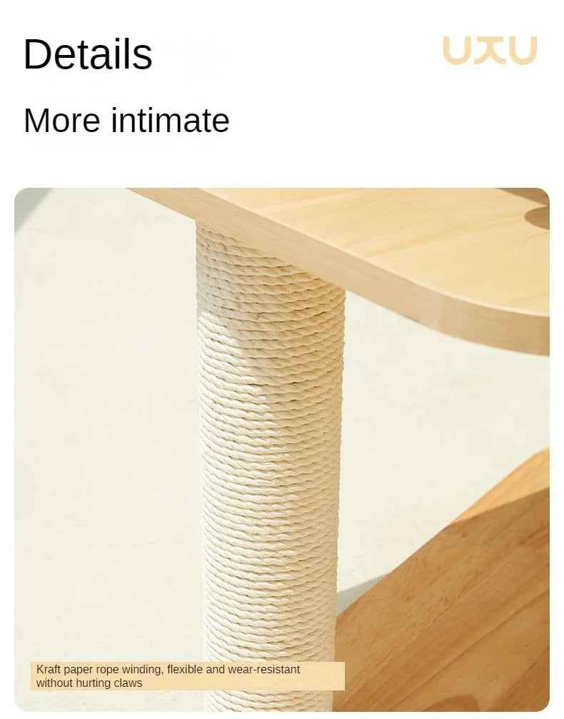 Solid Wood Cat Climbing Frame Small-sized Multi-functional Cat Villa Multi-Story Cat Tree House Wear-resistant Sisal Column