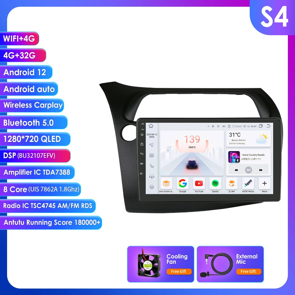 CarPlay Autoradio Multimedia Player für Honda Civic Hatchback