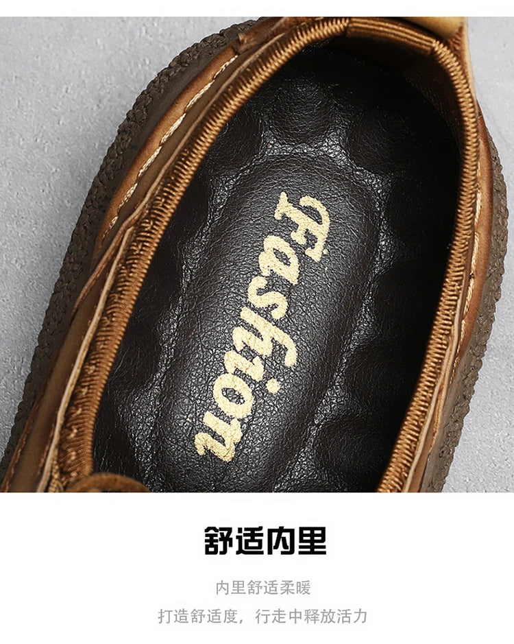Sneakers for Men Comfortable Classic Outdoor Casual Skate Shoes Male Fashion Non-Slip Genuine Leather Skateboard Shoes Flats