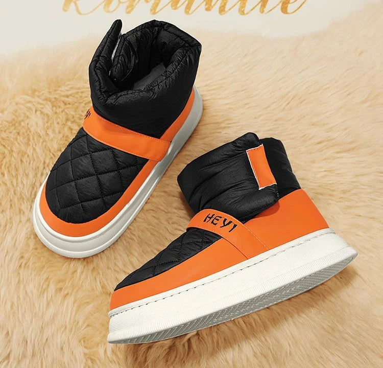 Ghete de zăpadă înalte cu platformă, impermeabile, Shangkaka, pentru bărbați - Înălțime medie a călcâiului, Înălțime toc 3-5 cm, Închidere cu velcro